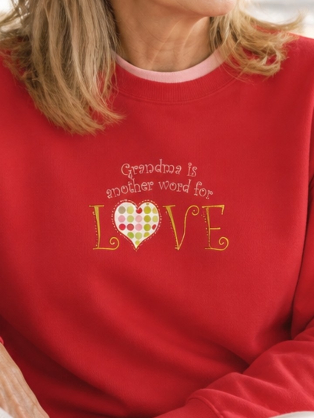 Grandma Love Graphic Crewneck Sweatshirt -pink